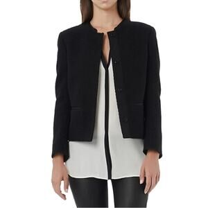 NWT VINCE Black Ribbed Snap Button Blazer Jacket SZ 0